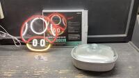 CORNING WARE FRENCH WHITE CASSEROLE DISH + MUSHROOM LED NEON SIGN DECOR