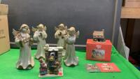 BOX OF FIGURINES - POTTERY ANGELS, LILLIPUT LANE, FOREVER YOUNG,