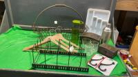 BOX W/ METAL HOOKS, METAL BASKET, SMALL BOXES,