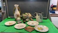 CERAMIC JUG, FISH, VASES, COLLECTIBLE PLATES