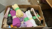 LARGE BOX OF ASSORTED FABRIC REMNANTS