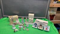 VARIETY OF ORNAMENTS - DREAMSICLES, MINI COLLECTOR PLATES, PRECIOUS MOMENTS, TREASURED MEMORIES, JOSEF ORIGINAL