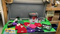 ASSORTED NEW TOQUES, (2) POOL FLOATERS, MAVEA WATER FILTER JUG W/ EXTRA FILTERS