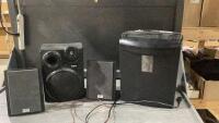 RCA SPEAKER, (2) CENTRIOS SPEAKERS + PAPER SHREDDER