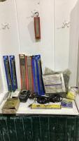 ASSORTED BOX OF BUFFING KIT, SOCKET RACK, DRILL GRINDER ATTACHMENT AND MISC