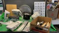 (2) BOXES MISC HOUSEHOLD ITEMS - KITCHEN UTENSILS, KETTLE, BAKEWARE, SLICER