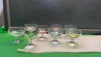 (8) DESSERT BOWLS W/ COLORED SWIRL DESIGN