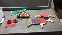 GAME ACCESSORIES - PING PONG PADDLES, AIR HOCKEY ITEMS, VERY SMALL BILLIARD BALLS