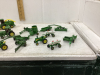 COLLECTION OF TOY DIE CAST JD TRACTORS, IMPLEMENTS, J&M WAGONS - 2