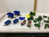 COLLECTION OF TOY DIE CAST JD TRACTORS, IMPLEMENTS, J&M WAGONS - 3