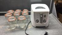 (2) ITEMS - SUNBEAM DEEP FRYER + BOX OF LE PARFAIT JARS