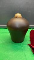 WOOD URN W/ VELVET STORAGE BAG