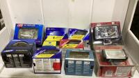BOX WITH ASSORTED HEADLIGHTS
