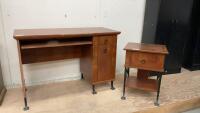 DESK & MATCHING SIDE TABLE W/ METAL LEGS