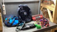 EXERCISE BANDS, (2) BACKPACKS, DOG LEASH