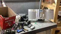 (2) ITEMS - SANYO STEREO, OLDER CAMERAS, HAIR STYLING TOOLS