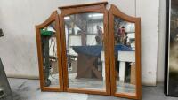 TRIFOLD WOOD FRAMED MIRROR
