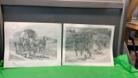 (2) PENCIL SKETCH PRINTS - ONE IS TITLED &ldquo;TREKING IN THE &lsquo;80&rsquo;S&rdquo; BOTH BY RITA NORDURCK