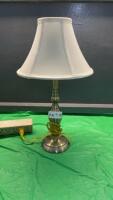 SMALL TABLE LAMP - BRASS BASE, CREAM SHADE