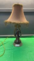 MONKEY LAMP W/ FRINGED SHADE