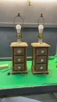 PAIR OF WOOD BASED LAMPS - NO SHADES
