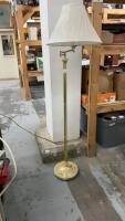 BRASS COLORED FLOOR LAMP W/ WHITE SHADE