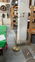 BRASS COLORED FLOOR LAMP W/ WHITE SHADE