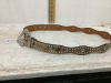 LADIES LEATHER BELT W/HIDE ON AND RHINESTONES