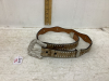 LADIES LEATHER BELT W/HIDE ON AND RHINESTONES - 3