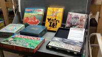 BOX OF GAMES- MONOPOLY, RUMMIKUB, SORRY, TRIVIAL PURSUIT,