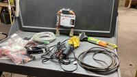 WORK LIGHT(12V), 30A-20A ADAPTER, EXTENSION CORD, BOOSTER CABLE CLAMPS