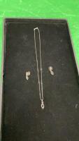 10KT WHITE GOLD CHAIN W/ PENDANT & MATCHING EARRINGS