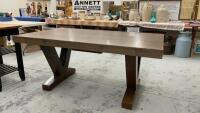 LARGE TWO TONE TABLE W/ BUTTERFLY LEAF - DOUBLE PEDESTAL
