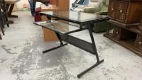METAL & GLASS DESK W/ KEYBOARD TRAY