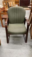 OCCASIONAL CHAIR - WOOD FRAME, GREEN CUSHIONS