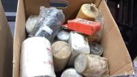(2)BOXES - NAPA AIR FILTER, BOX OF ASSORTED FILTERS - FUEL, OIL, HYDRAULIC