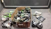 BOX FULL OF CASTERS + 3-WHEEL MOVER DOLLYS