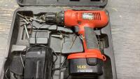 BLACK + DECKER CORDLESS 14.4V DRILL WITH CHARGER