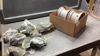BOX OF TIRE TUBES FOR SMALL TIRES + 2 SMALL RIMS