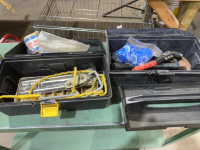 Two plastic toolboxes and contents