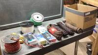 BOX OF ROPE, HEAVY TRIM LINE, STRAPS