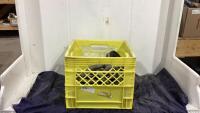 CRATE OF CHAINS, GRAB HOOKS, STRAPS & ANCHOR SHACKLES