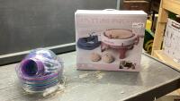 (2)BOXES - KNITTING MACHINE + PITCHER,BOWL + GLASSES