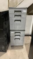 (2) GREY METAL CABINETS W/ 3-DRAWERS EACH