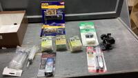 BOX W/QUICK GRIP CLAMP STANDS, KARCHER PRESSURE WASHER DETERGENT, WINDSHIELD REPAIR, STARTER ROPE + HANDLE KITS