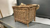 ANTIQUE FISHING CREEL W/ CANVAS STRAP