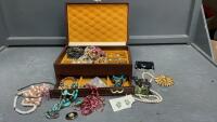 JEWELRY BOX FILLED WITH COSTUME JEWELRY