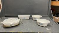 (4) CORNING WARE CASSEROLES - BLUE CORNFLOWER