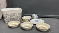 COLLECTION OF BUNNYKINS DISHES BY ROYAL DOULTON & ROYAL ELFLEDA DISH SET