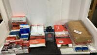 SHOP BOX OF VARIOUS MOTORCRAFT PARTS, FORD PARTS & CORTEC PART